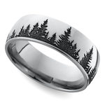 Laser Carved Forest Pattern Men's Wedding Ring in Cobalt (7mm) | Thumbnail 01