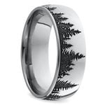Laser Carved Forest Pattern Men's Wedding Ring in Cobalt (7mm) | Thumbnail 02