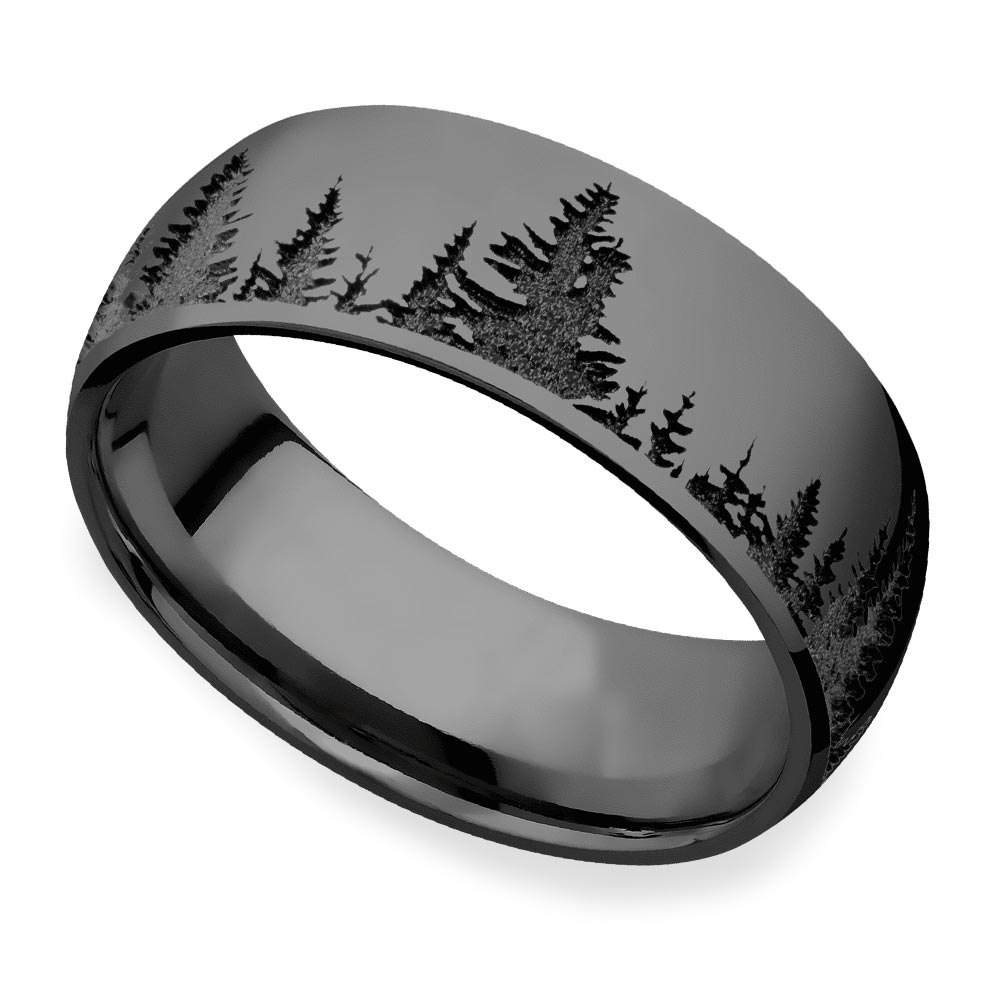 Laser Carved Forest Elysium Ring For Men