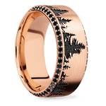 Rose Gold Mens Wedding Band With Diamond And Black Forest Pattern | Thumbnail 02