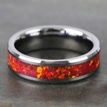 Lava Flow - Red Opal Wedding Ring In Tungsten For Men (6 mm) | Thumbnail 06