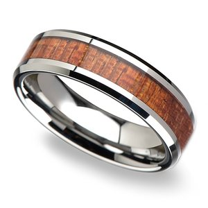 Mahogany Wood Wedding Ring In Tungsten (Slim 4 mm)