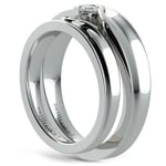 Matching Bezel Heart Concave Diamond Wedding Ring Set in Platinum | Thumbnail 04