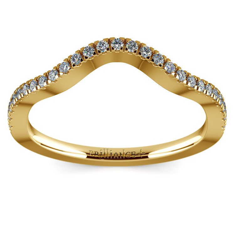 Matching Cross Split Raised Diamond Wedding Ring in Yellow Gold | 02