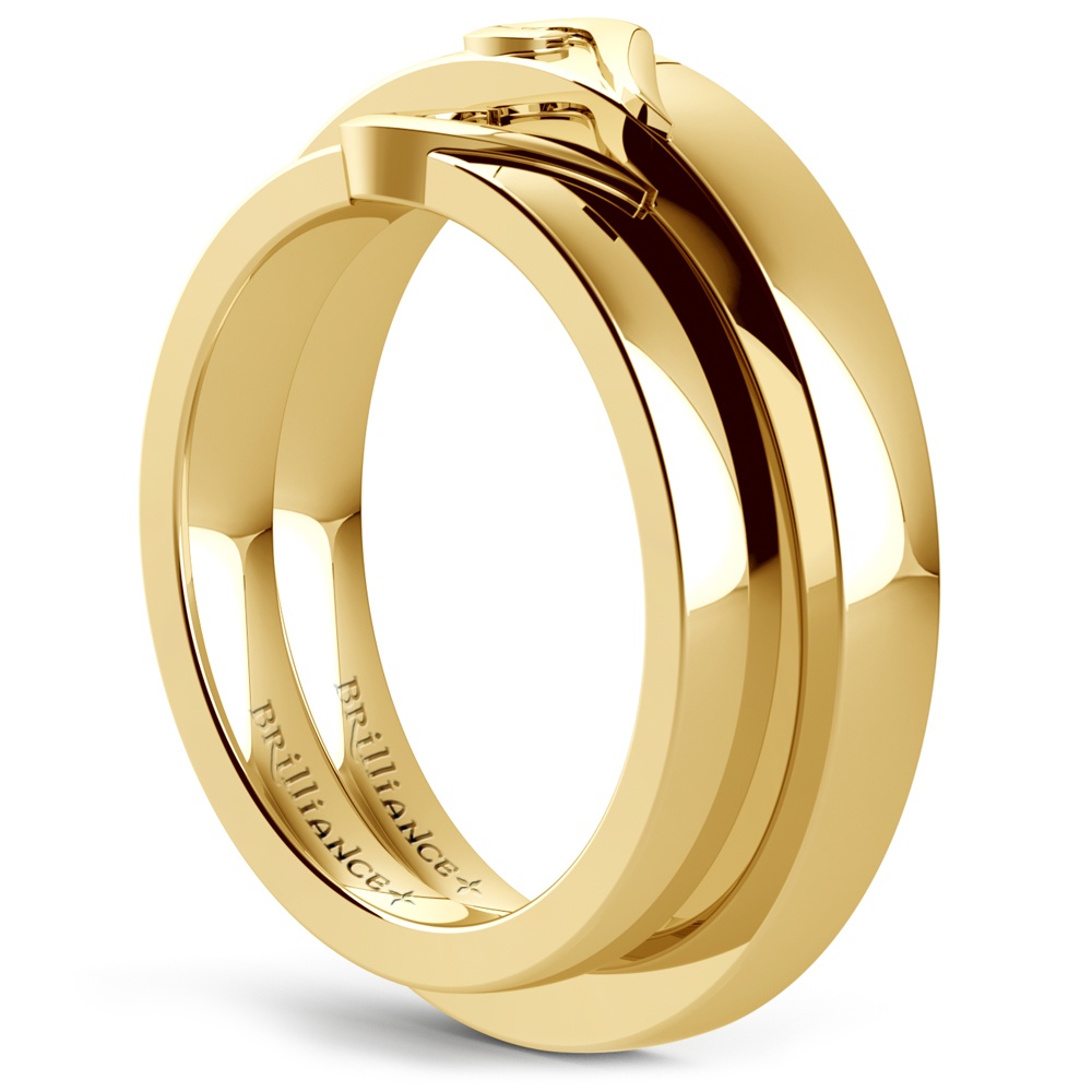 Matching Curled Heart Wedding Ring Set in Yellow Gold | 04