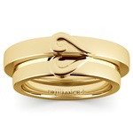 Matching Curled Heart Wedding Ring Set in Yellow Gold | Thumbnail 02