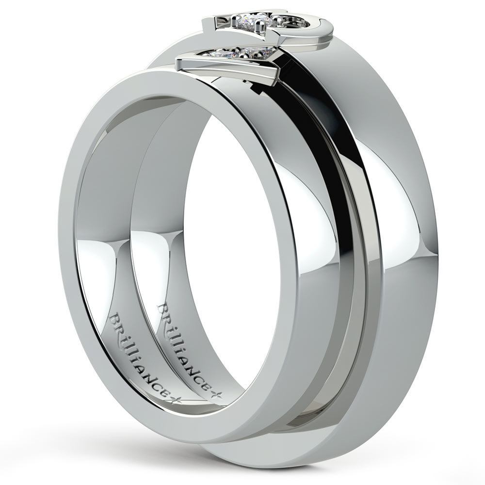 Matching Split Heart Diamond Wedding Ring Set in White Gold | 04