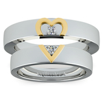 Matching Split Heart Diamond Wedding Ring Set in White and Yellow Gold | Thumbnail 05