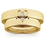Matching Split Heart Diamond Wedding Ring Set in Yellow Gold | Thumbnail 02