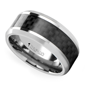 Tungsten Men's Wedding Ring with Black Carbon Fiber Inlay (8mm)