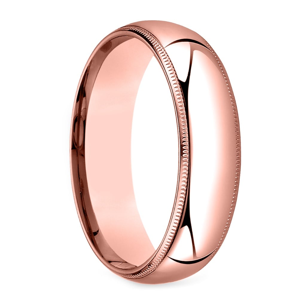 Mid-Weight Milgrain Men's Wedding Ring in 14K Rose Gold (6mm) | 02