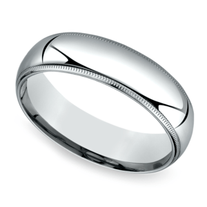Mid-Weight Milgrain Men's Wedding Ring in 14K White Gold (6mm)