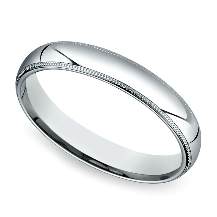 Mid-Weight Milgrain Men's Wedding Ring in 14K White Gold (4mm) | 01