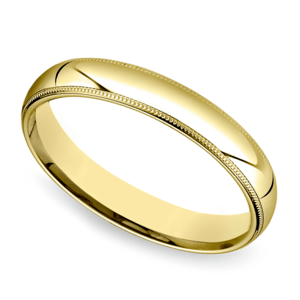 Mid-Weight Milgrain Men's Wedding Ring in 14K Yellow Gold (4mm)