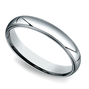 Milgrain Men's Wedding Ring in White Gold (4mm)