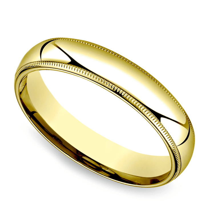Milgrain Men's Wedding Ring in Yellow Gold (5mm)
