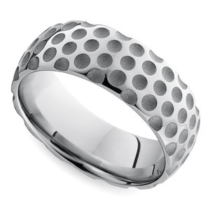 Golf Mens Wedding Band In Cobalt With Golf Ball Dimpled Effect