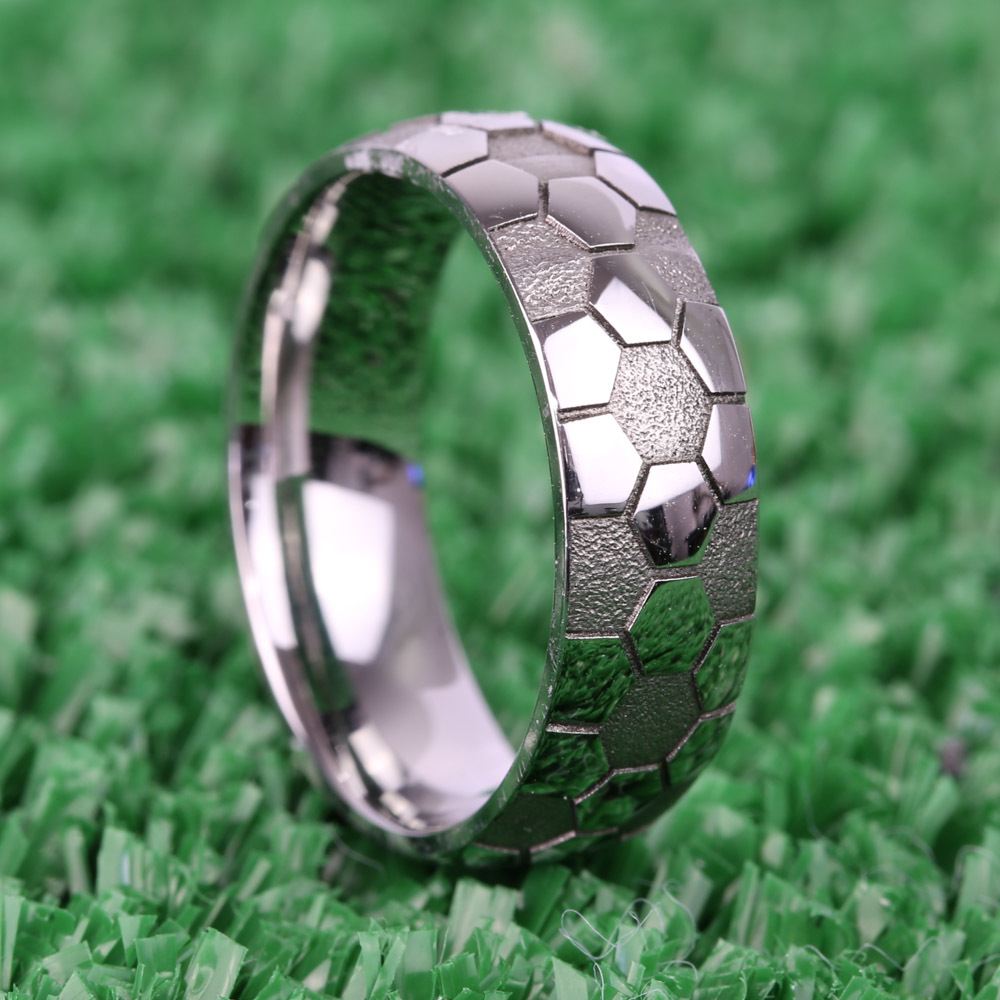 Soccer Wedding Band - Cobalt Mens Ring - The Striker (6mm) | 05