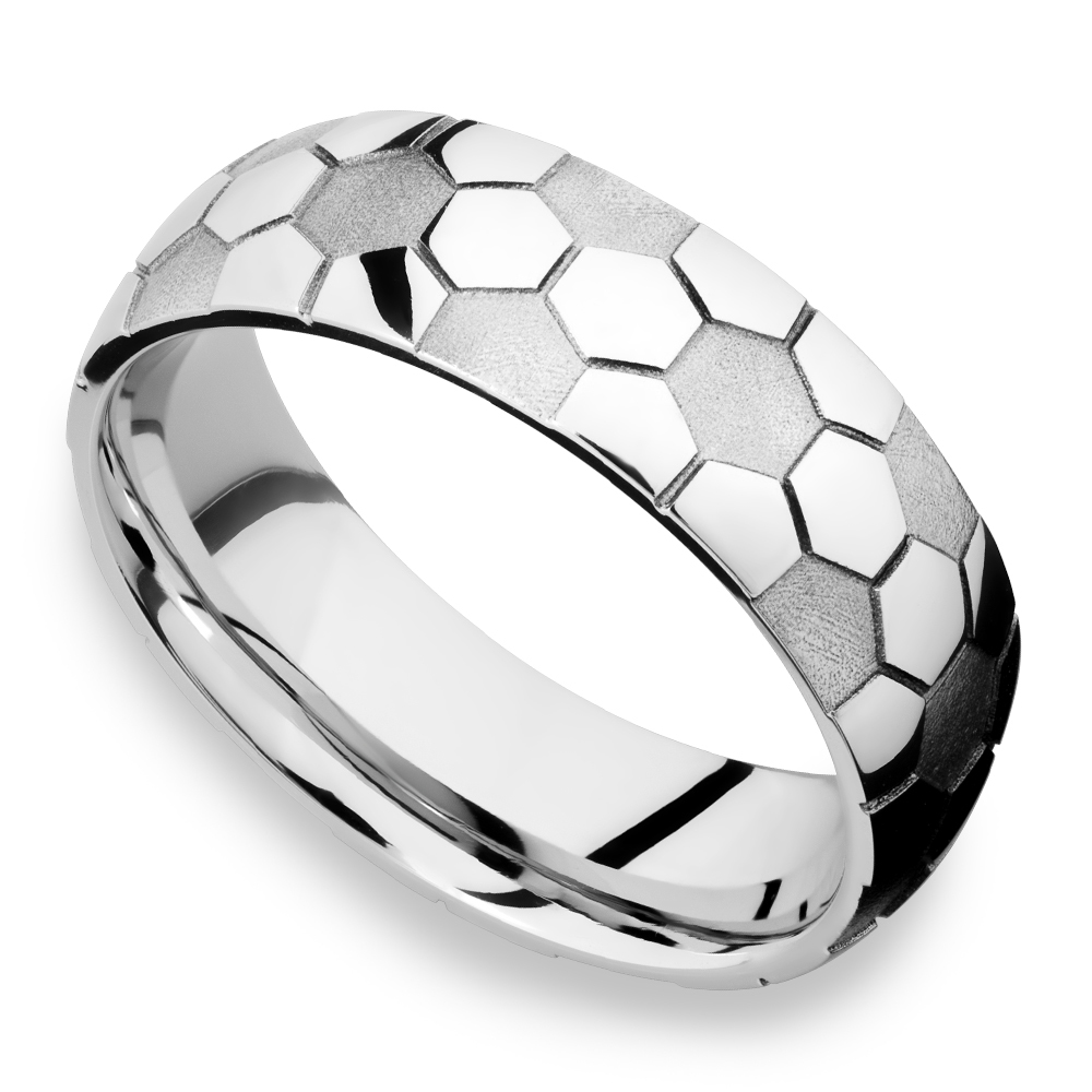 Soccer Wedding Band - Cobalt Mens Ring - The Striker (6mm) | 01