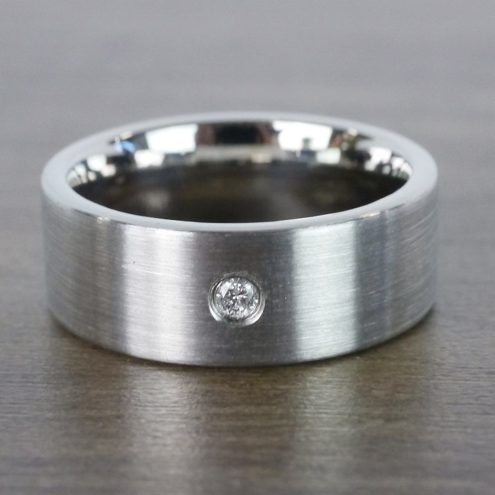 Mens Solitaire Diamond Tungsten Wedding Band - Monocle (8mm) | 03