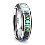 Mens Tungsten Ring With Mother Of Pearl Inlay | Thumbnail 02