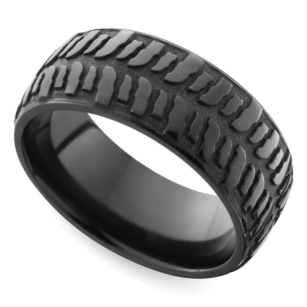 Mud Tire Tread Wedding Ring For Men In Zirconium | Zoom
