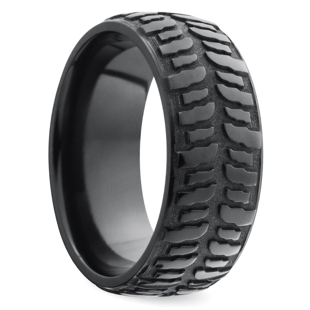 Mud Tire Tread Wedding Ring For Men In Zirconium | 02