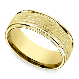 Multi Milgrain Men's Wedding Ring in Yellow Gold (8mm)