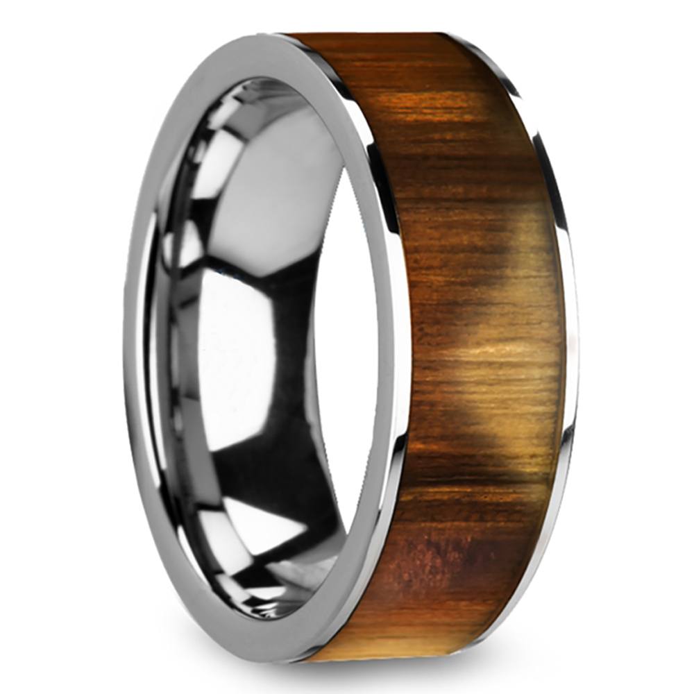 The Grecian - Tungsten Mens Band with Olive Wood Inlay (8mm) | 02