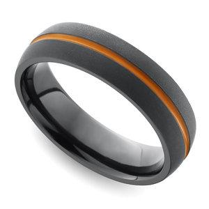 Orange Wedding Ring For Men In Zirconium