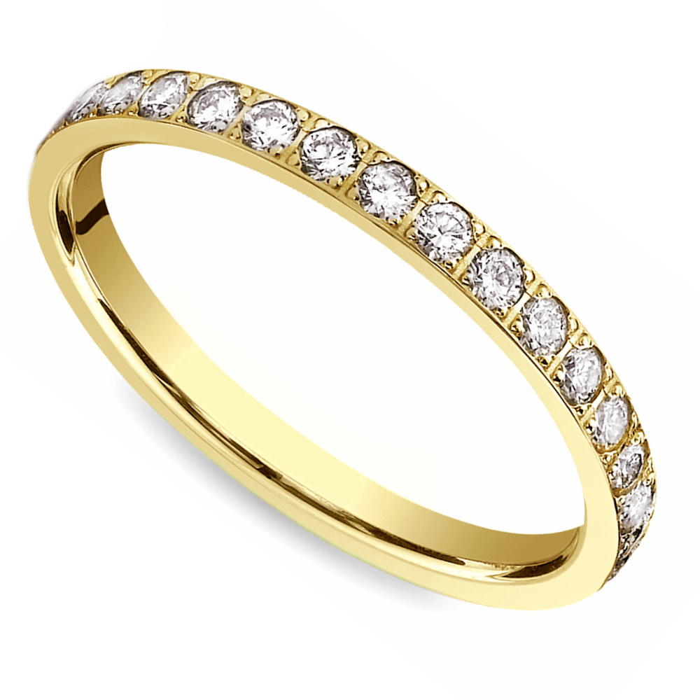 Pave Diamond Eternity Ring in Yellow Gold (3/4 ctw) | 01