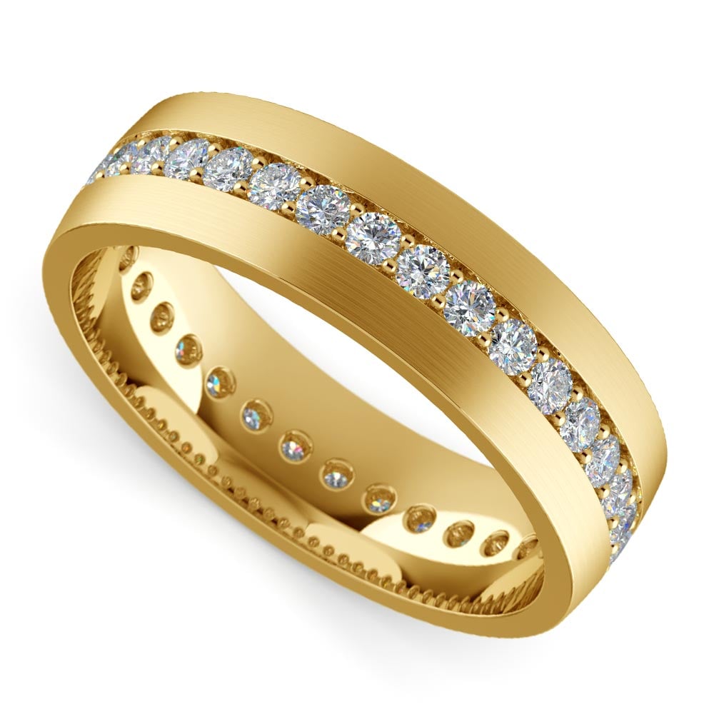 Mens Gold Wedding Band With Diamonds