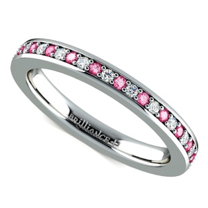Pave Diamond & Pink Sapphire Eternity Ring in Platinum