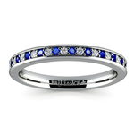 Pave Diamond & Sapphire Wedding Ring in White Gold | Thumbnail 02
