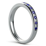 Pave Diamond & Sapphire Wedding Ring in White Gold | Thumbnail 04