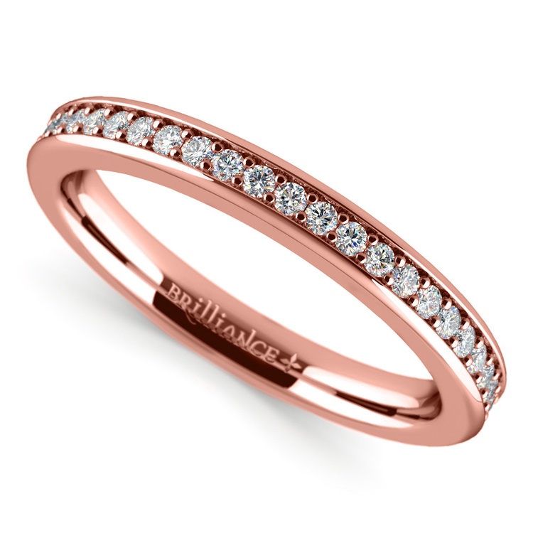 Pave Diamond Wedding Ring in Rose Gold