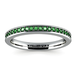 Pave Set Emerald Gemstone Stacking Ring In Platinum | Thumbnail 02