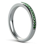 Pave Set Emerald Gemstone Stacking Ring In Platinum | Thumbnail 04