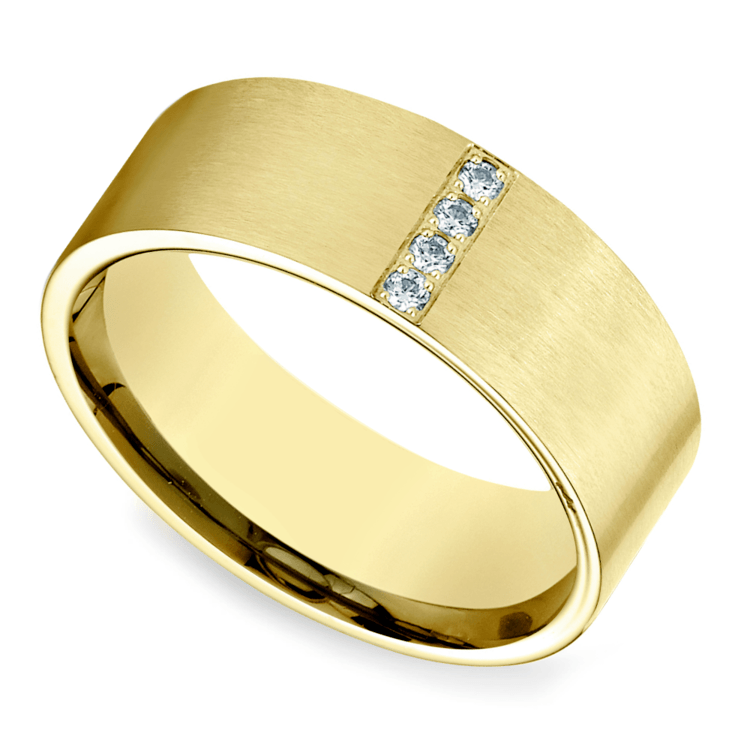 Pave Men's Wedding Ring in Yellow Gold (8mm) | 01