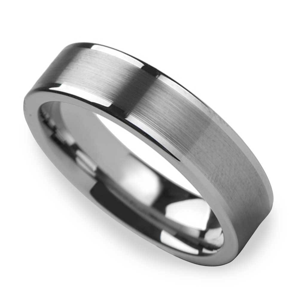 6mm Mens Wedding Band In Brushed Tungsten | Zoom