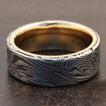 Damascus Steel Mens Ring With Acid Finish - The Player (8mm) | Thumbnail 05