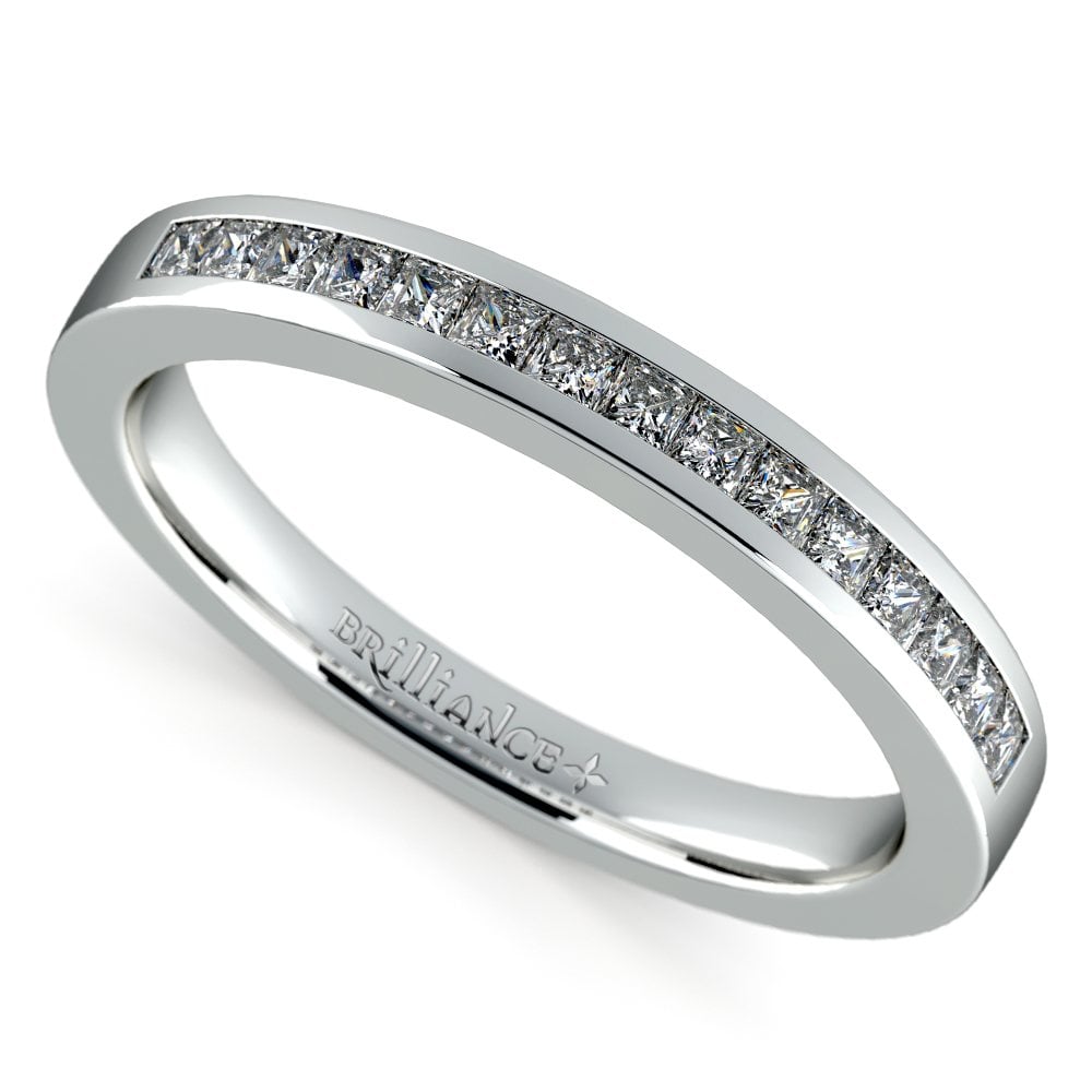 Princess Channel Diamond Wedding Ring in Platinum | Zoom
