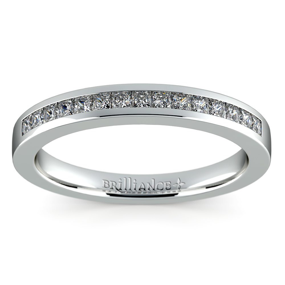 Princess Channel Diamond Wedding Ring in Platinum | 02