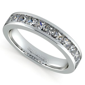 Princess Channel Diamond Wedding Ring in White Gold (1 ctw)