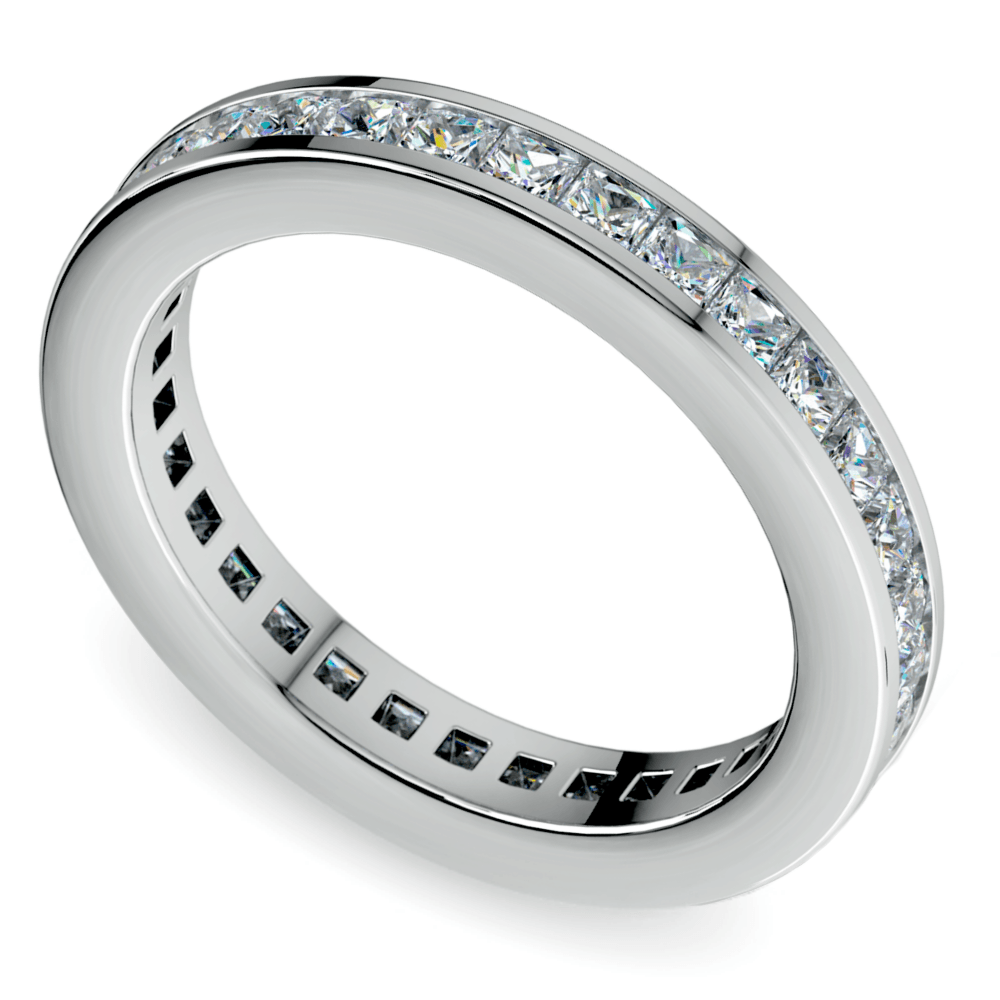 Princess Cut Channel Set Eternity Band In White Gold (1 3/4 Ctw) | 01