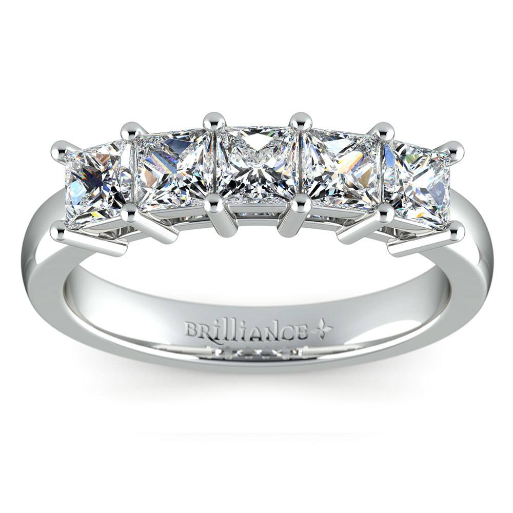 Princess Five Diamond Wedding Ring in White Gold (1 1/2 ctw) | 02