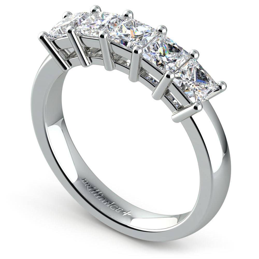 Princess Five Diamond Wedding Ring in White Gold (1 1/2 ctw) | 04