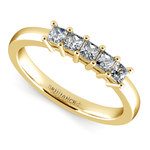 Princess Five Diamond Wedding Ring in Yellow Gold (1/2 ctw) | Thumbnail 01
