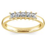 Princess Five Diamond Wedding Ring in Yellow Gold (1/2 ctw) | Thumbnail 02