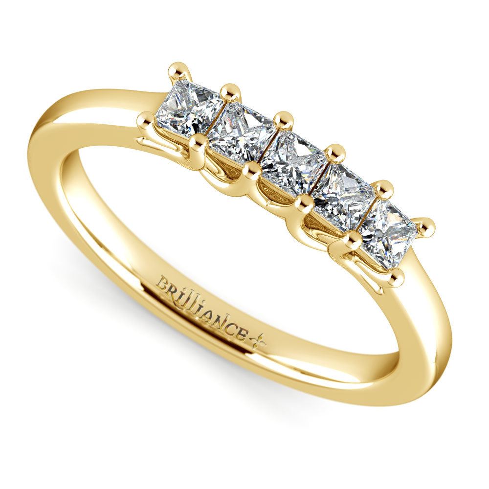 Princess Trellis Diamond Wedding Ring in Yellow Gold (1/2 ctw) | 01